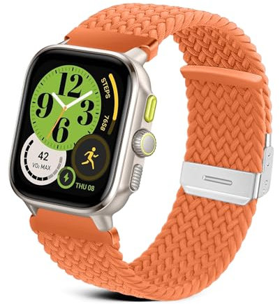 RoYiio Nylon Strap for Amazfit Active 2 (Square)/Active 2 Strap Cheetah (Square) Bracelet Soft Comfor 20mm Replacement Band for Amazfit GTR Mini/GTS 4/GTS 4 Mini/Bip 3 Pro/GTS 3 - Spicy Orange