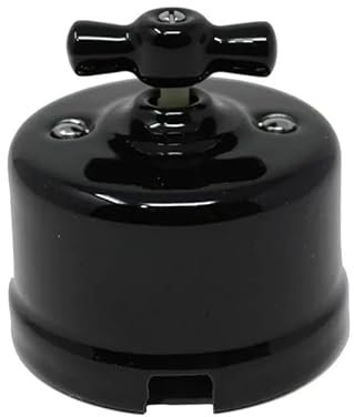 Conmutador de superficie, porcelana negra, F-Bright, instalación fácil, acabado elegante, ideal para casas y oficinas.