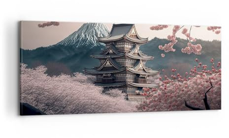 Moderne Impression sur Toile 100x40cm Image Tableau Decoration Murale Asie Japon Cerise Japonaise Tableaux Decoratifs Muraux Chambre Panoramique Deco Cadre Décoration Salon Art Wall AB100x40-5734