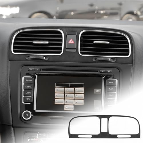 FDAIUN Alcantarn Auto Klimaanlage Entlüftung Verkleidung Auslass Panel Rahmen Abdeckung für Volkswagen Golf 6 2008 2009 2010 2011 2012 2013 Schwarz