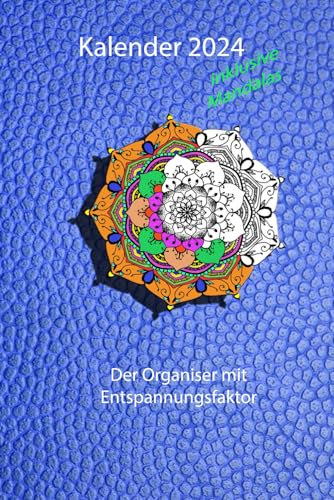 Terminplaner Mandala 2024 A5: Organiser 21 x 14,8cm mit Mandalas zum Entspannen, Lederoptik, blau, günstig