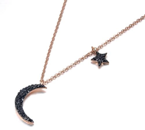 SiVaji Necklace Pendant Chain Men Women Jewellery Necklace Fashion Black Star Moon Charm Necklaces Rose Gold Color Pendants Necklace For Women