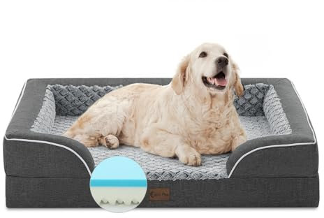 Casa Paw Orthopädisches XL-Hundebett für extra große Hunde, wasserdichtes Hundebett aus Memory-Schaum mit Seiten, rutschfester Unterseite und Eierkisten-Schaumstoff, großes Hunde-Couch-Bett mit