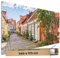 TRIOSK Sichtschutz Garten Dekoration Plane groß mit Motiv Dänemark Aalborg Altstadt Gasse Motivbanner Blickdicht für Terrasse Zaun Gartenzaun Gartenposter PVC Zaunblende 340x173 cm