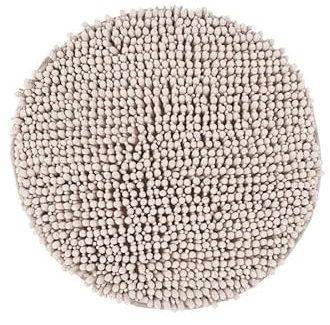 Muratap Badematte Fluffy rutschfest - Hochflor Badteppich Maschinenwaschbar für Badezimmer, Toilette Weicher Badezimmerteppich Absorbierende Duschmatte - Große: 55 cm - Rund - Farbe: Taupe