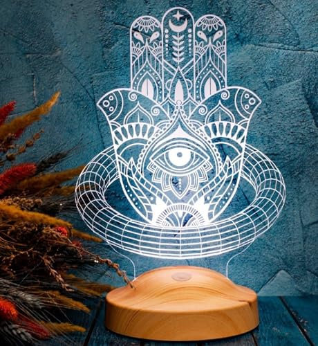 Ramadan Deko Islamische Eid Mubarak Dekoration 3D Led Lampe Geschenk für Freunde (Hamsa)