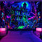 Krelymics Schwarzlicht-Halloween-Wandteppich, Schloss und Mond, UV-reaktives Skelett, Halloween-Wandteppich, Wandbehang, Totenkopf-Horror-Wandteppich für Schlafzimmer, Wohnzimmer (70,9 x 235 cm)