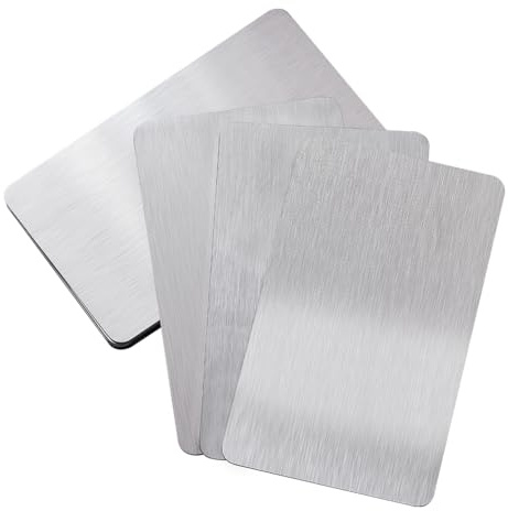 NBEADS 10 Stück Visitenkarten Aus Metall, 1mm Ultradicke Edelstahlrohlinge Namenskarten Gravurrohlinge Karten Fürs Büro Namenskarten DIY Geschenkkarten VIP Karten, 10x6cm