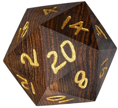 HDdais D20 D20-Würfel, polyedrisch, handgefertigt, DND-Würfel aus Holz, für MTG Dungeons and Dragons Rollenspiele, 50 mm