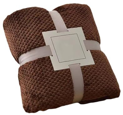 VisLarsc Waffeldecke, Sofadecke, Bettüberwurf, atmungsaktiv, für Büro, Nickerchen, Fleece, superweich, leicht, warm, gemütlich, für Couch, Tagesdecke, einfarbig, Welpendecke (Dunkelbraun, 200 x 400
