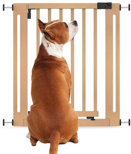 Bettacare Wooden Elegance Dog Gate, Natural, 71cm - 79cm, Pressure Fit Safety Gate, Safety Gate for Puppy, Dog and Pet, Stylish Design and Easy Installation