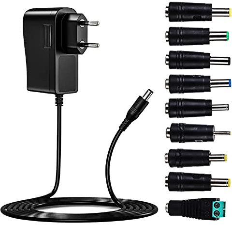 Adattatore universale AC/DC: 12 V, 3 A, 36 W, alimentatore di rete, trasformatore con 9 adattatori spine, adattatori per driver di potenza, convertitori per elettronica domestica e strisce LED