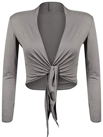 Glamexx24 Dam Kort Jacka Bolero Kofta Elegant Kvällsbolero för Bröllop Långärmad, Ko Mellanbrun, S-M