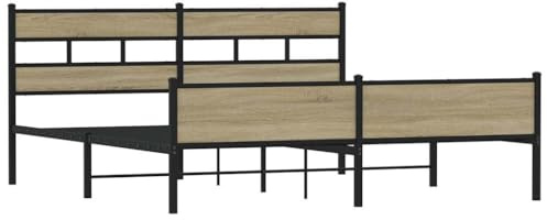 vidaXL Metallbett ohne Matratze Sonoma-Eiche 180x200 cm