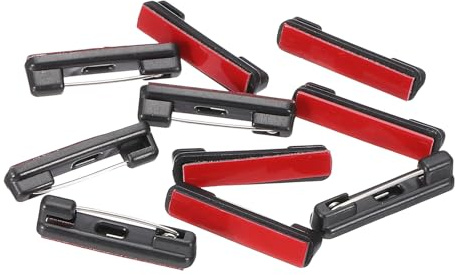 PATIKIL 10 Stück Sicherheitsnadeln, 22mm Selbstklebende Sicherheitsnadeln für Namensschilder, Anstecknadeln Namensschild Pin Bulk Klein mit Flachrücken Klebestreifen, Schwarz