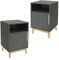 ML-Design Nachttisch 2er Set 40x40x62 cm, Grün-Natur, Nachtschrank mit offenem Fach, Tür und Kiefernholzfüße, Nachtkommode für Boxspringbett Schlafzimmer, Beistelltisch Couchtisch Tisch für Wohnzimmer