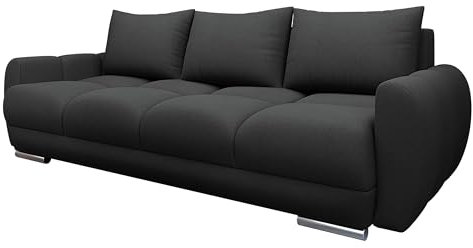 Mirjan24 Sofa Lonkor III, Dreisitzer Polstersofa für Wohnzimmer mit Schlaffunktion und Bettkasten, Dekorative Steppung auf der Sitzfläche, Sofagarnitur, Schlafsofa (Velo 636)