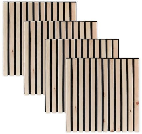 4 x Zirbenholz Akustikpaneele in 46,5cm x 46,5cm auf Filz - Wandverkleidung, Wandpaneele, biegsam, Zirbe - 4 Stück