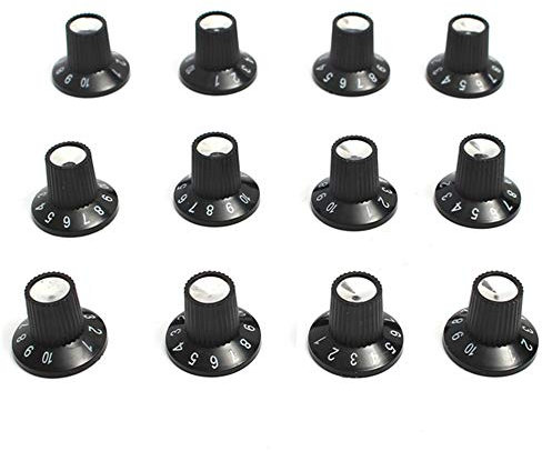 BODYA 12Pcs Electric Guitar Knobs Guitar AMP Knob Amplifier Skirted Knobs Volume Tone Control for Fender Black