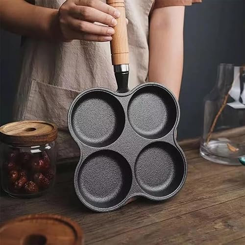 iSeventy9 Premium Non-Stick Pancake Pan for Gas Stove and Induction Cooker 4-Hole Frying Pan with Heat-Resistant Handle for Pancakes, Eggs & More