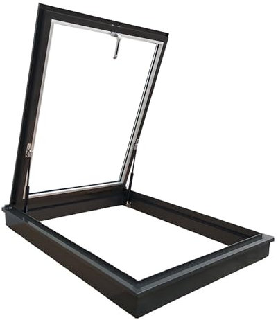 Notausstiegs-Dachfenster, kleines Fenster in einem Gebäudedach, Aluminium-Notausstiegsoberlicht, Notausstiegs-Dachfenster, geneigtes Flachdach-Lichtschachtfenster für Innendachböden, für Dachböden/W