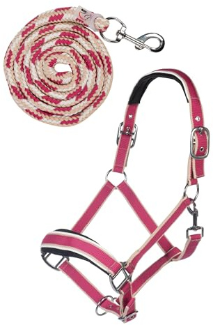 HKM Kopenhagen Head collar set with snap hook Magenta Cob