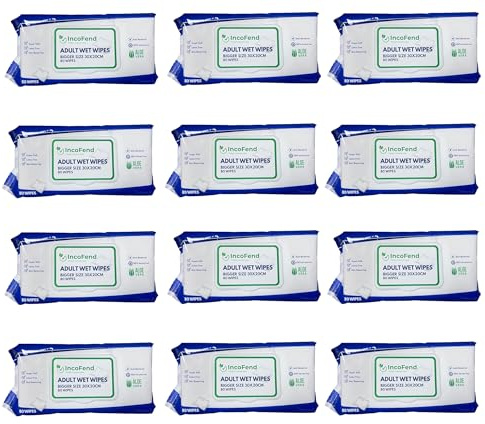 12 PACKS OF 80 XL ADULT WET WIPES INCONTINENCE FOR FULL BODY EXTRA LARGE CLEANING CLEANSING PATIENT PREMIUM BED BATH STRONG ALOE VERA TRAVEL HYGENIE SEALABLE LID THICK NO SHOWER INTIMATE