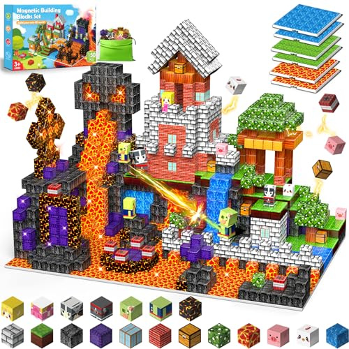 Wootoyz Magnetische Bausteine Blöcke 150 Stück, Spielzeug ab 3 4 5 6 Jahre Jungen Mädchen Magnetbausteine Kinder Geschenk Junge 3-6 Jahre Kreatives STEM Magnetspiel Montessori Lernspielzeug
