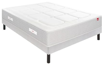 Epeda Ensemble L'INOUBLIABLE + Sommier Confort Medium + Pieds 80x200 Gris Souris Ressorts