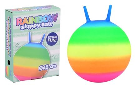 JohnToy Hüpfball Regenbogen 45cm - Outdoor Spielzeug Springball