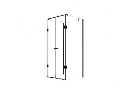 Glaszentrum Hagen - Ares U Form Duschkabine - Schwarz - Gold - Weiß Beschlag (SCHWARZ, 75x90x75x180 cm)