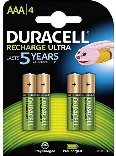 Duracell Stay Charged Rechargeable AAA (LR03) Batteries 800 mAh Pack of 4