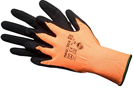 Jah NL-02 - Guantes de nailon (revestimiento de látex, 12 pares, talla 10), color naranja