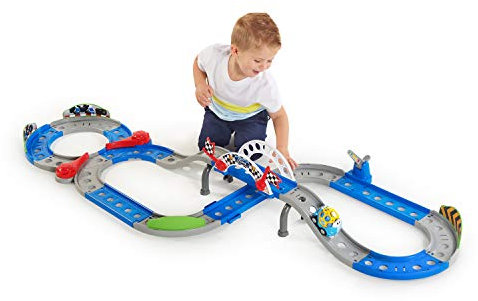 Bright Starts Ford Rennbahn mit Oball Mustang Fahrzeug, 4m lang, selbst zusammenbaubar