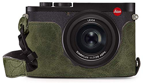 MegaGear MG1721 Ever Ready Kameratasche aus echtem Leder, kompatibel mit Leica Q2, Grün
