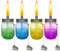 Aubasic Tischfackel aus Glas, Glasfaser-Docht, Edelstahldeckel mit Feuerschutzkappen, 15,2 cm hoch, 4 Farbverläufe, Blau, Grün, Gelb und Rose, 4 Stück