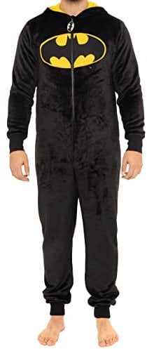 Batman Tutine | DC Pigiami Interi Uomo | Costume Uomo Intero | Nero | L