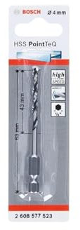Bosch Accessories 2608577523 - Set Di Punte PointTeQ (per Metalli, Ø 4,0 Mm, Lunghezza Totale 83 Mm, Attacco Esagonale Di ¼, Accessori Per Trapano E Trapano)