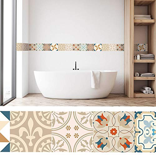 setecientosgramos Cenefa Auto-Adhesiva | Decoración de Pared Cocina & baño, 5 m x 15 cm | lis