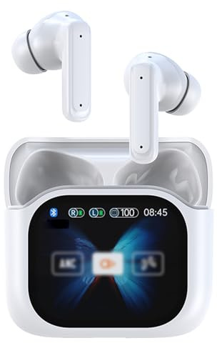 TWISAXC Cuffie intrauricolari ad definizione con porta di ricarica USB di tipo C per le delizie del museo Audifonoss Traduttori Inglese Spagnolo Auricolari, Bianco