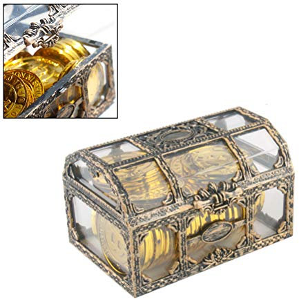 BSTCAR Cofre del tesoro de plástico transparente, pequeña hucha retro, mini cofre del tesoro, decoración para bodas, joyero, cumpleaños, cumpleaños infantiles