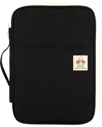 Ausla Porte-documents A4 multifonctionnel avec fermeture éclair pour ordinateur portable, documents et stylos - Grande capacité - Étanche - 35,1 x 24,9 x 3,6 cm - Noir