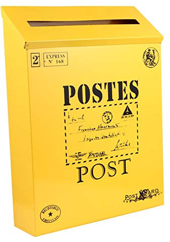 DOITOOL Boîte Aux Lettres Jaune, Vintage En Fer à Fixation Murale Pour Extérieur, Boîte Aux Lettres Originale Accessoires De Photographie - Décoration Extérieure - Boîte Aux Lettres De