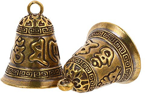 ABOOFAN 2 Stück Messing Glocken Tibetische Glocken Vintage Kupfer Glocken hängende Jingle Bells DIY Basteln Glocken Ornamente für Windspiel Schlüsselanhänger Charms Weihnachtsschmuck