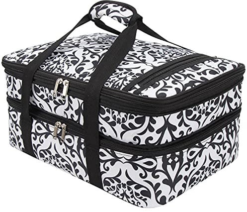 Doppelt isolierte Auflaufform, passend für Lasagne-Backform, 22,9 x 33 cm, für heiße oder kalte Speisen, tragbar, thermisch, wiederverwendbar, für Versammlungen, Camping, Kochen, Partys, Schwarz