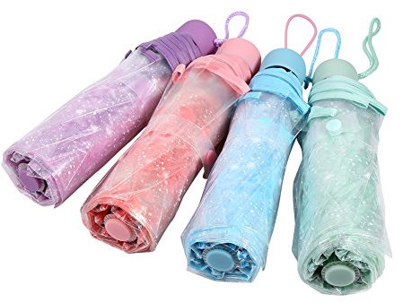 Paraguas Transparentes Mujer, 3 Colores Flor De Cerezo Paraguas Plegable De Viaje Para La Lluvia Boda Al Aire Libre Ceremonia Fiesta Atrezzo Parejas Adultos Niños