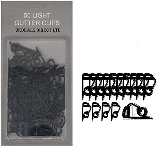 UKDD® 50 Gutter Hanging Hooks Clips for Hanging Outdoor Xmas Christmas String Rope Fairy Lights Decoration Gutter Clips(Black)