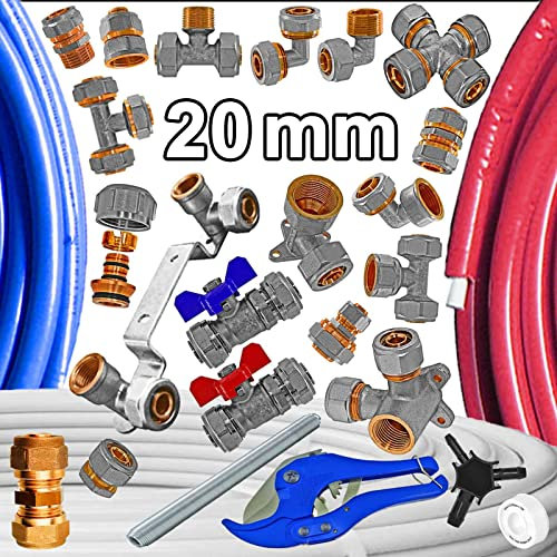 20mm alle 20er Schraubfittings | Komplettsystem | für Aluminium Mehrschichtverbundrohr ∅ 20 x 2,0mm >>> Kugelhahn rot 20x2,0mm