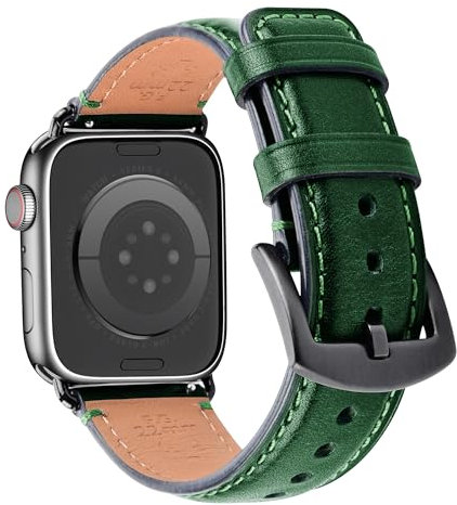 Wristitani Leather Strap Compatible with Apple Watch Strap 49mm 46mm 45mm 44mm 42mm 41mm 40mm, Men Women Genuine Leather Replacement Watch Strap Compatible with iWatch Ultra Series10 9 8 7 6 SE 5 4