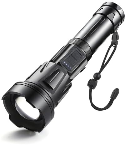 ASORT LED Taschenlampe Extrem Hell 40000 Lumen, USB Wiederaufladbare, 36 Kerne LED, IPX67 Wasserdicht, Aufladbar Zoombar Fackel für Camping Wandern und Notfälle Anwendung (26650 Akku)
